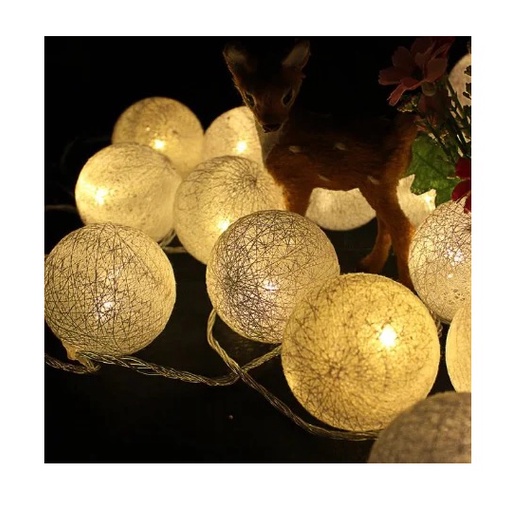 Cordão Bolas Led 15 Bolinhas linhas 2,8m Decoração Branco Quente Bivolt
