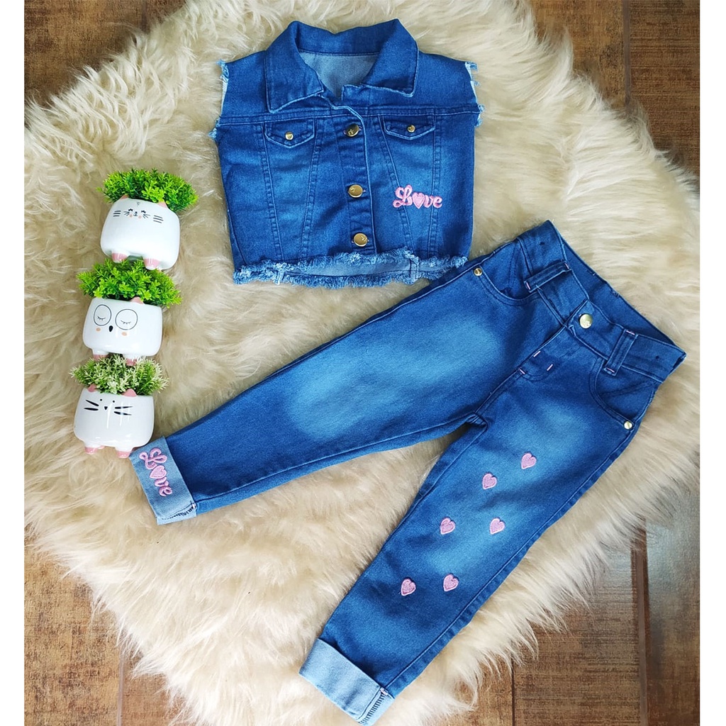 Conjunto best sale jeans menina