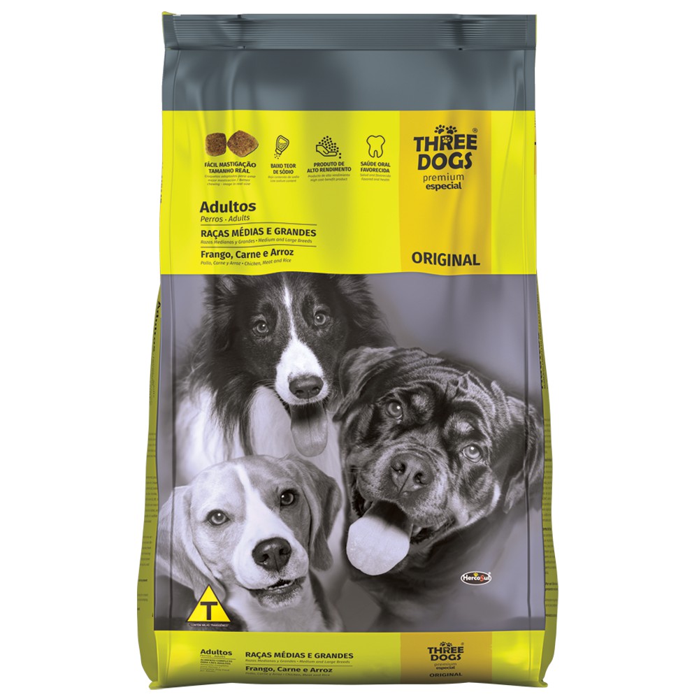 Ração Three Dogs Original Cães Adultos - 20kg