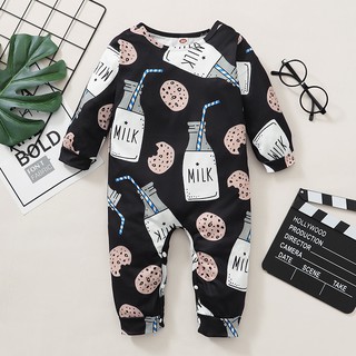 Roupa De Bebê Recém-Nascido Baby Boy Bodysuit Cartoon Impressão Manga Comprida Romper Playsuit