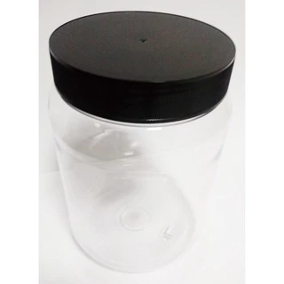 Pote Plástico De 1 Kg Transparente E Tampa Roscada Preta