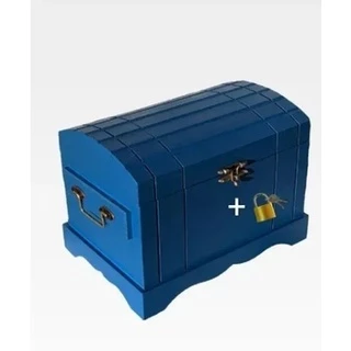 Caixa Grande Madeira Mdf Baú Personalizada Decor + Cadeado Colorido