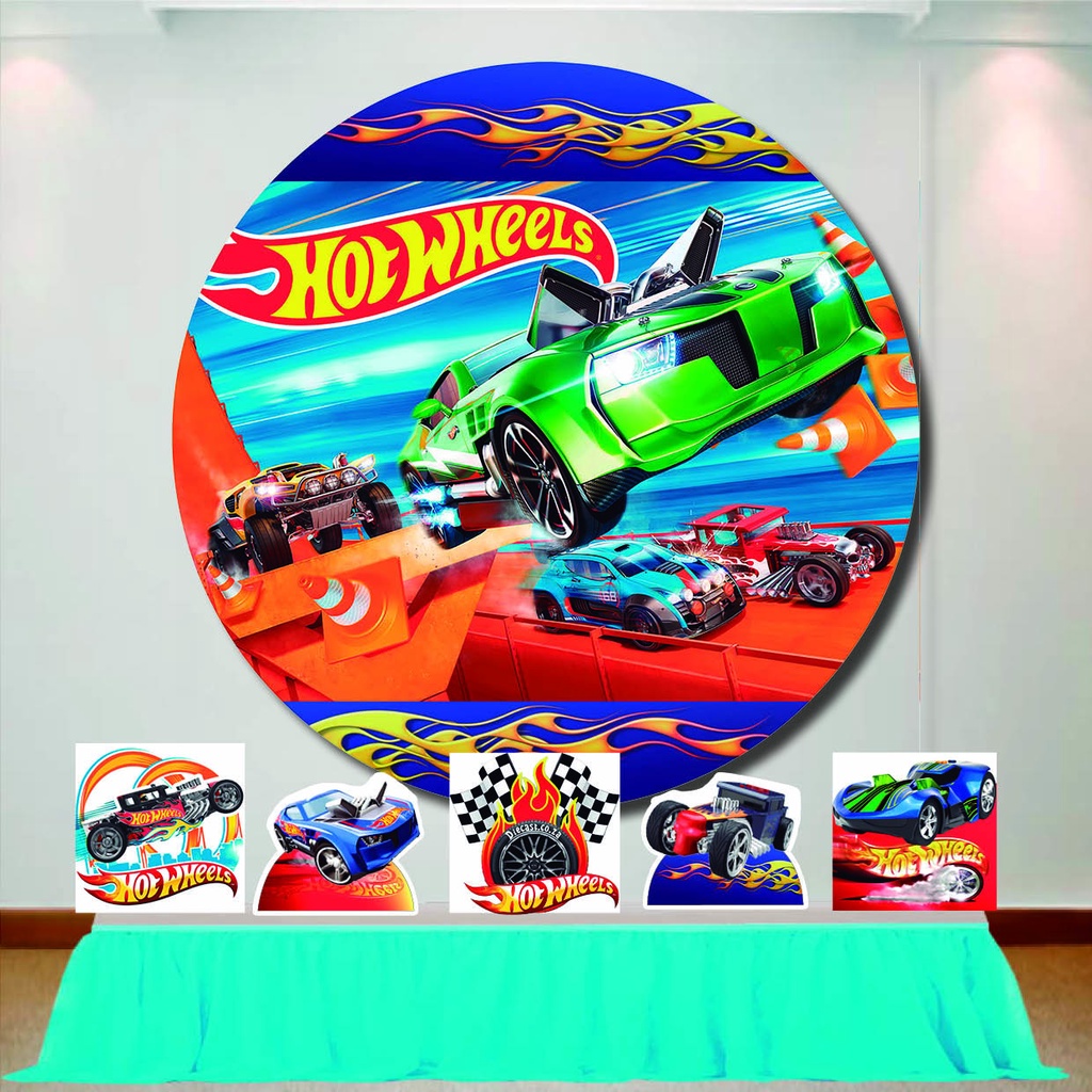 Painel Redondo 1,5x1,5m Hot Wheels Carros Brinquedo 3d