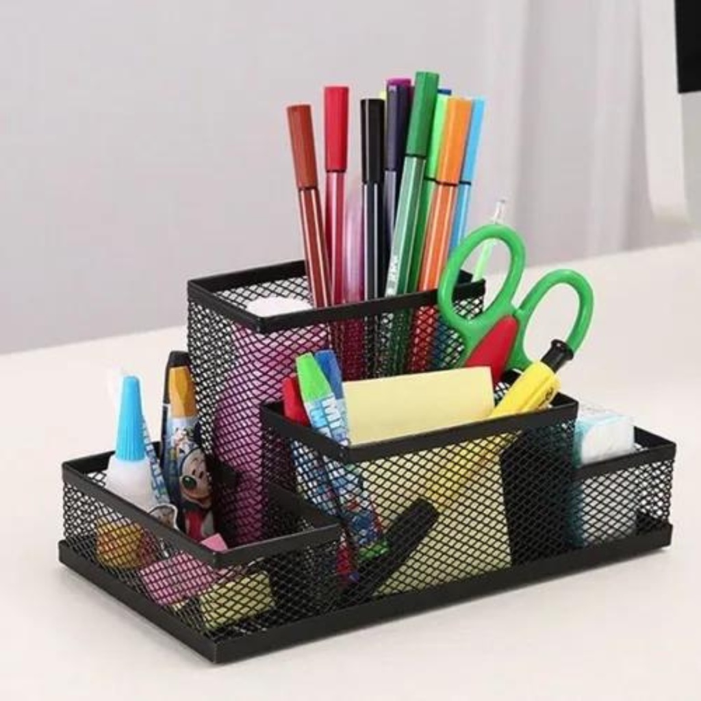 Organizador De Mesa Aramado Porta Canetas Lápis Papel Clips