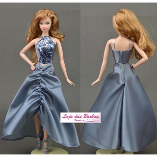 Vestido Mega Luxo P/ Boneca Barbie C/ Sapatos Roupa Gala 39s