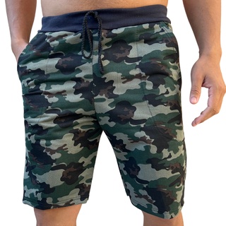 Bermuda Masculina Moletom Camuflada floral ou lisa Plus Size P Ao G10