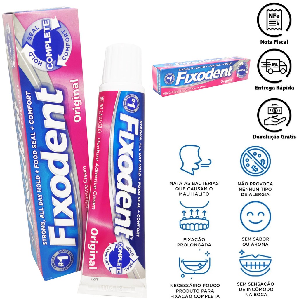 FIXODENT ORIGINAL 68 g(Kit com 02 unidades) | Shopee Brasil
