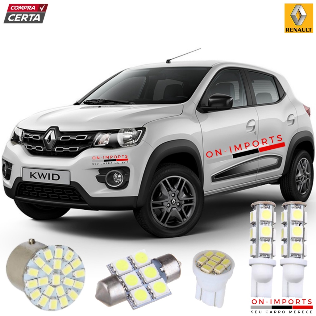 COMBO LED PREMIUM RENAULT KWID 2017 2018 2019 2020 2021 2022 LÂMPADAS ...