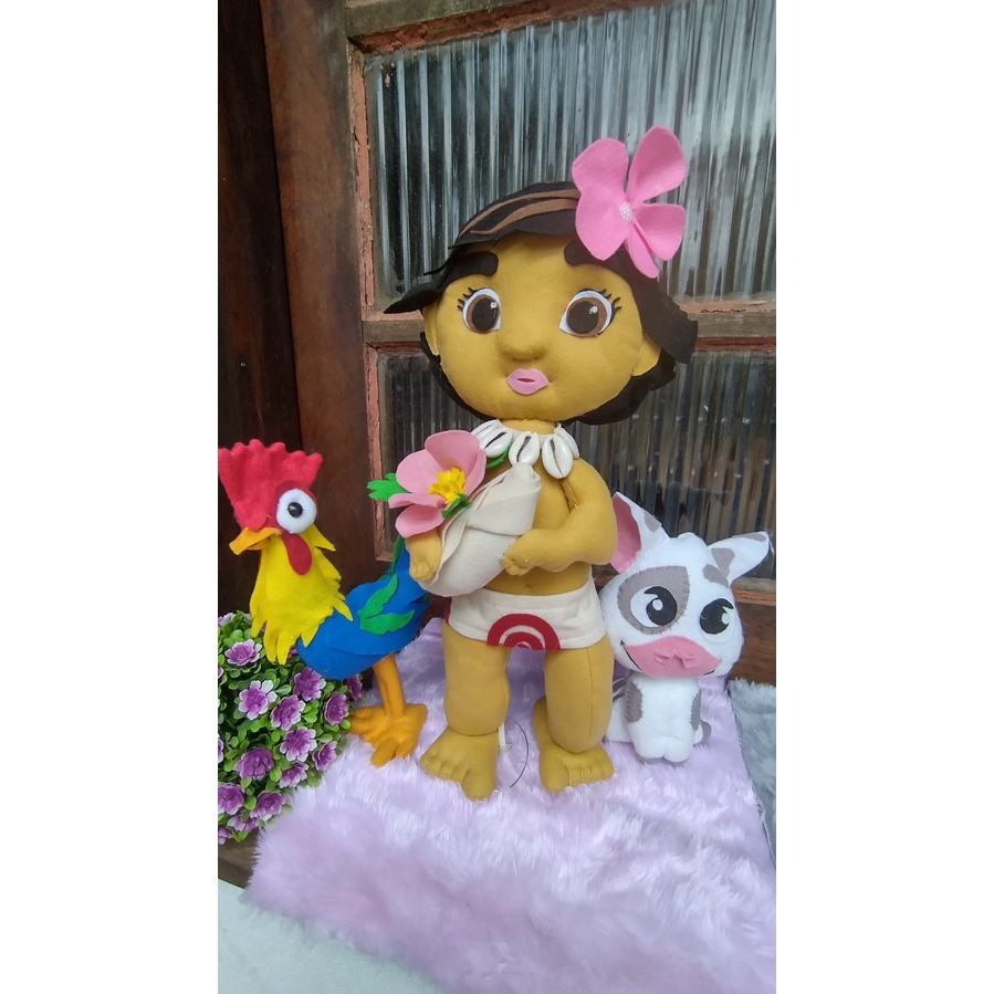 Moana baby ,Pua porco Hey Hey galo em feltro filme disney infantil | Shopee  Brasil