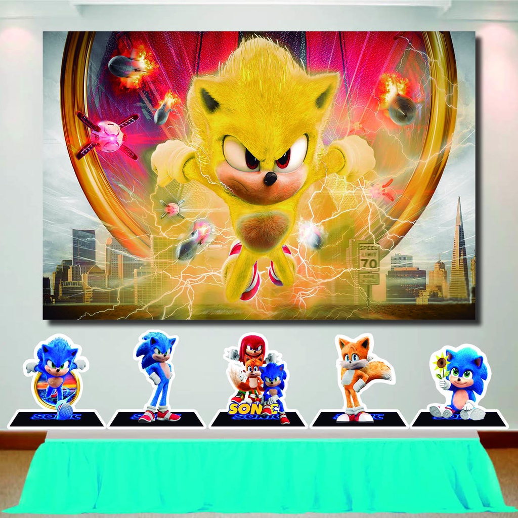 Painel De Aniversário Infantil Sonic Filme 2 - 1,50x1,00m
