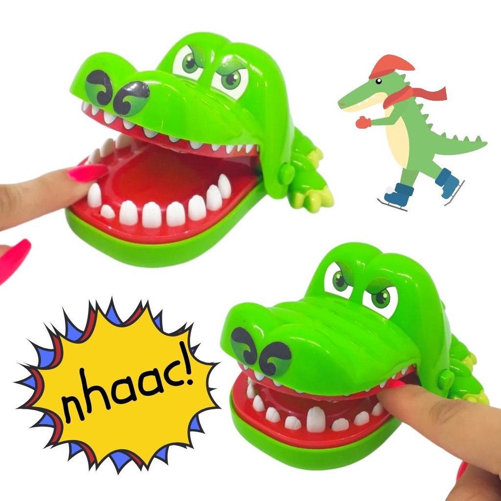 Brinquedo Crocodilo Dentista Morde Dedo Verde Jacaré Jogo de Mesa Aperta o Dente Infantil