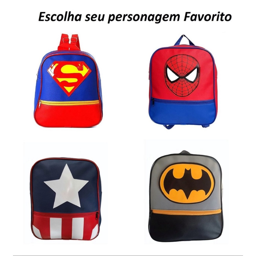 Mochila Infantil Menino Pequena Para Creche E Passeio-heróis