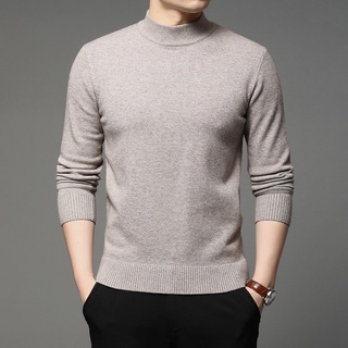 Outono Inverno Suéter Gola Alta Pulôver Trico Masculino De Gola Rolê De Cor Lisa Grosso E Quente Suéter e Cardigan