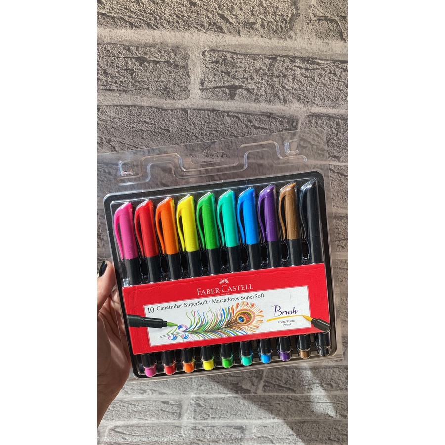 Conjunto Brush Pen 6 e 10 Cores Faber Castell