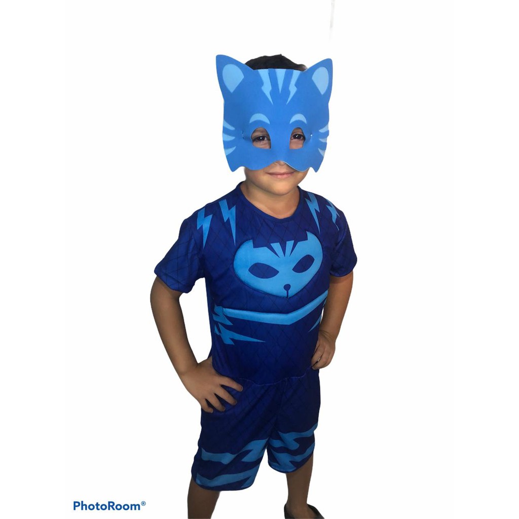 Fantasia Do Menino Gato Pj Masks C/ Enchimento E Mascara de E.v.a Roupa ...