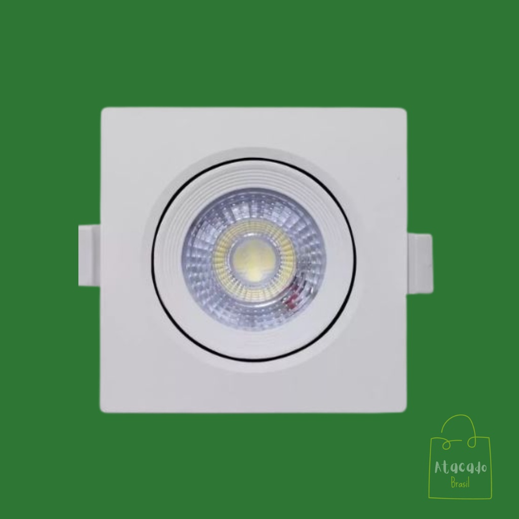 Kit 10 Spot Quadrado Embutir Direcionável Led Smd 7wbranco Frio (6500k