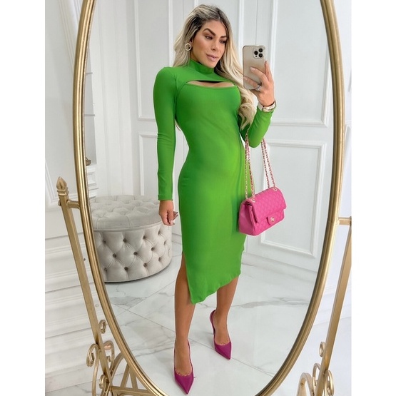 VESTIDO MIDI VERDE CLARO