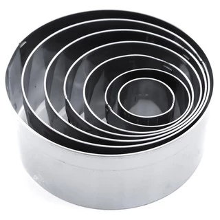 Jogo Cortador Redondo Liso 7pçs Inox Para Massas E Biscoitos