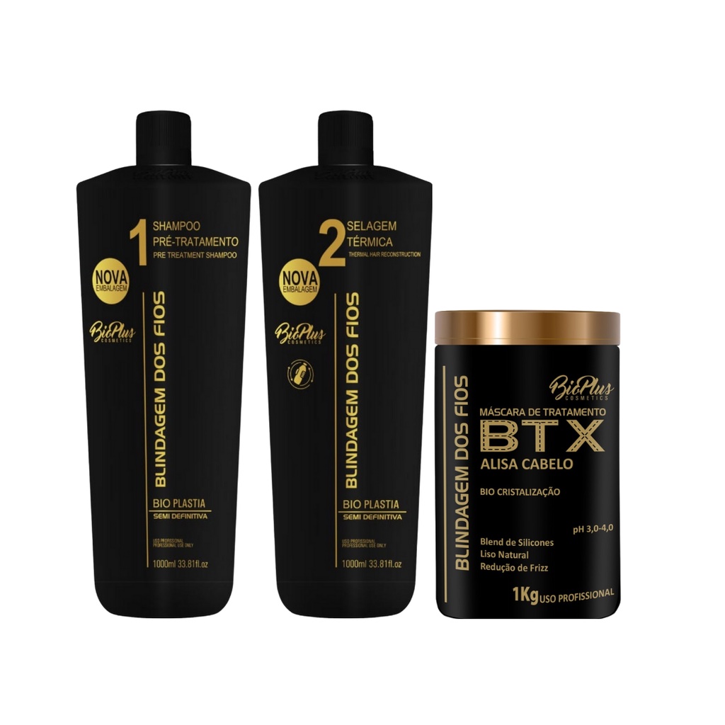 kit Progressiva Com Formol Blindagem Dos Fios + Btx 1kg Alisa Cabelo ...