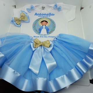 Roupinha Mesversario Moana Baby Com Saia Tutu E Laço