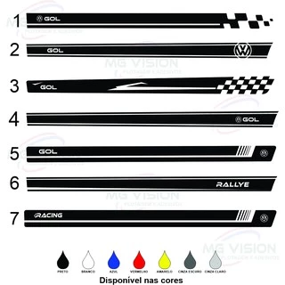 Adesivo Faixa Lateral do carro Gol Rallye racing G1 G2 G3 G4 G5 G6 G7