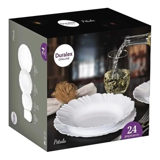 Conjunto De Jantar Branco 24 Peças Louça Pratos E Copos Top