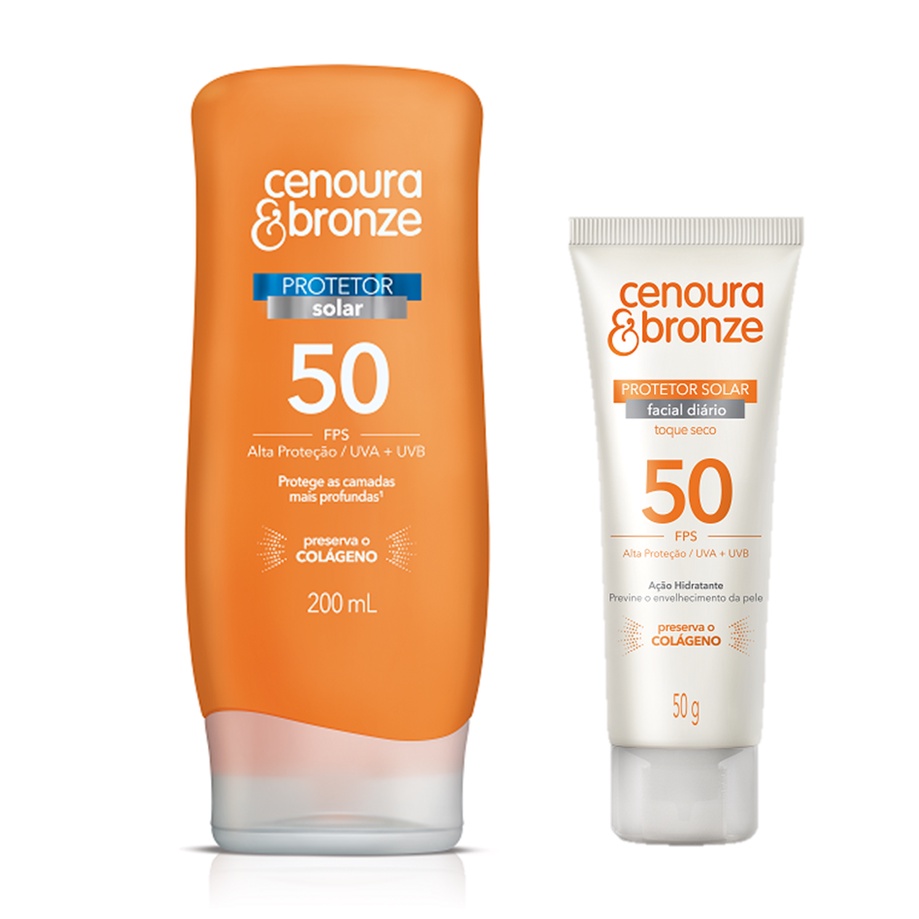 Kit Protetor Solar + Protetor Facial Cenoura e Bronze | Shopee Brasil