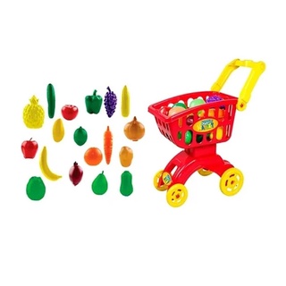 Jogo de supermercado infantil com 58 peças e carrinho de compras