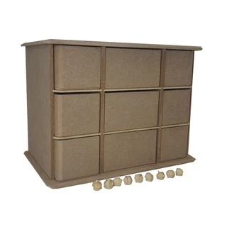 Comoda com 9 Gavetas 6mm 32x18,5x23,5 Mdf Madeira