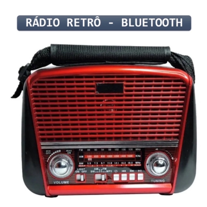 Caixa de Som Rádio Retrô Bluetooth Speaker 3W Rms Fm Usb Cartão de ...