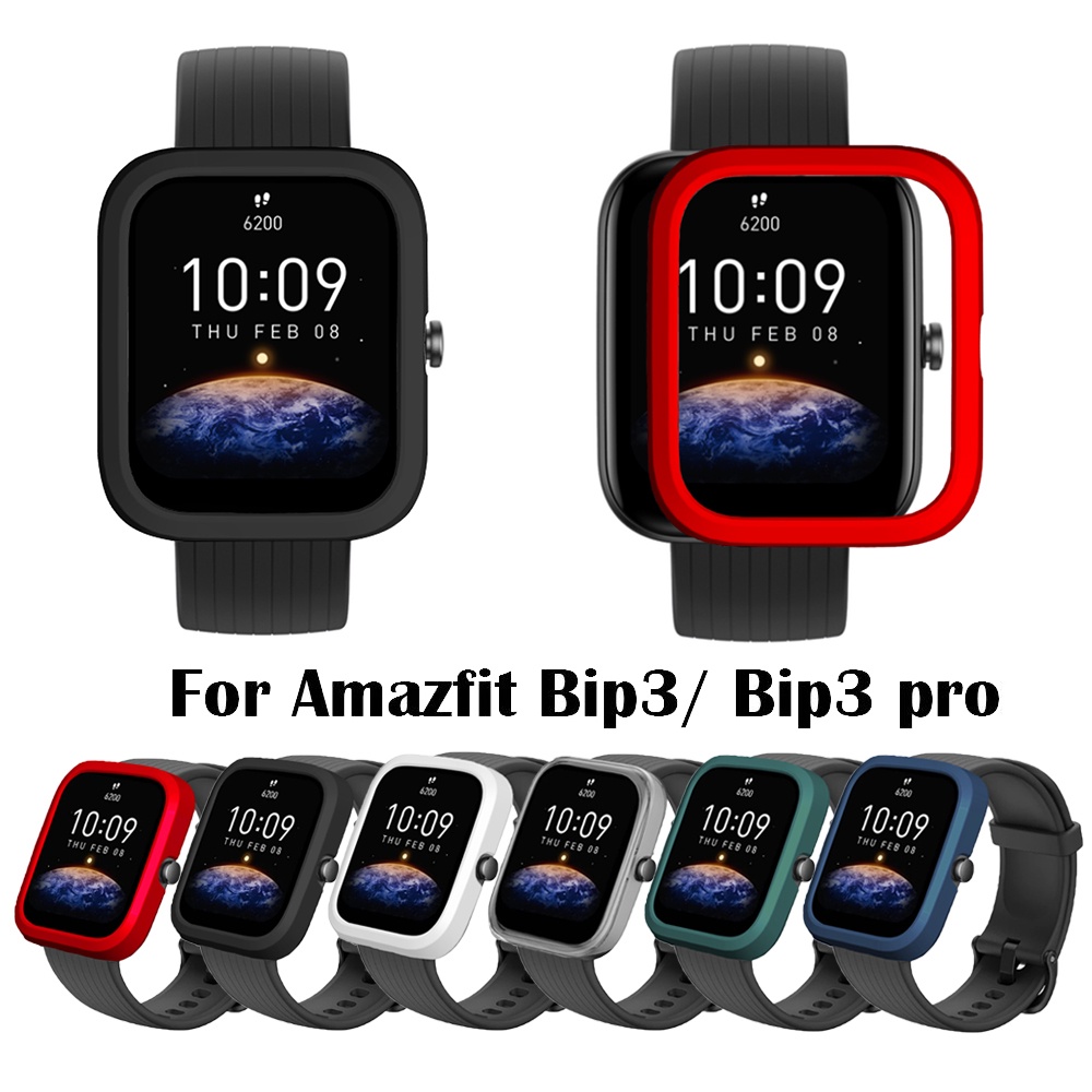 Custodia Protettiva Con Vetro Temperato Per Amazfit Bip 3 / Bip 3 Pro, Nera Opaca, Copertura Totale Con Ritagli Precisi
