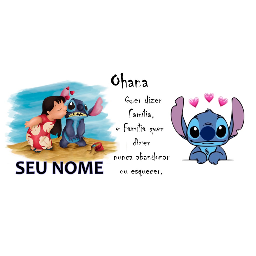 Caneca personalizada de porcelana LILO E STITCH com nome e frase Ohana /  xicara personalizada / xícara lilo e stitch | Shopee Brasil