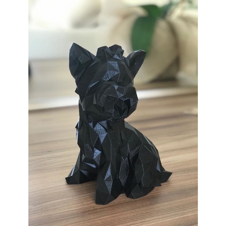 Enfeite Yorkshire Terrier Geométrico em Impressão 3D