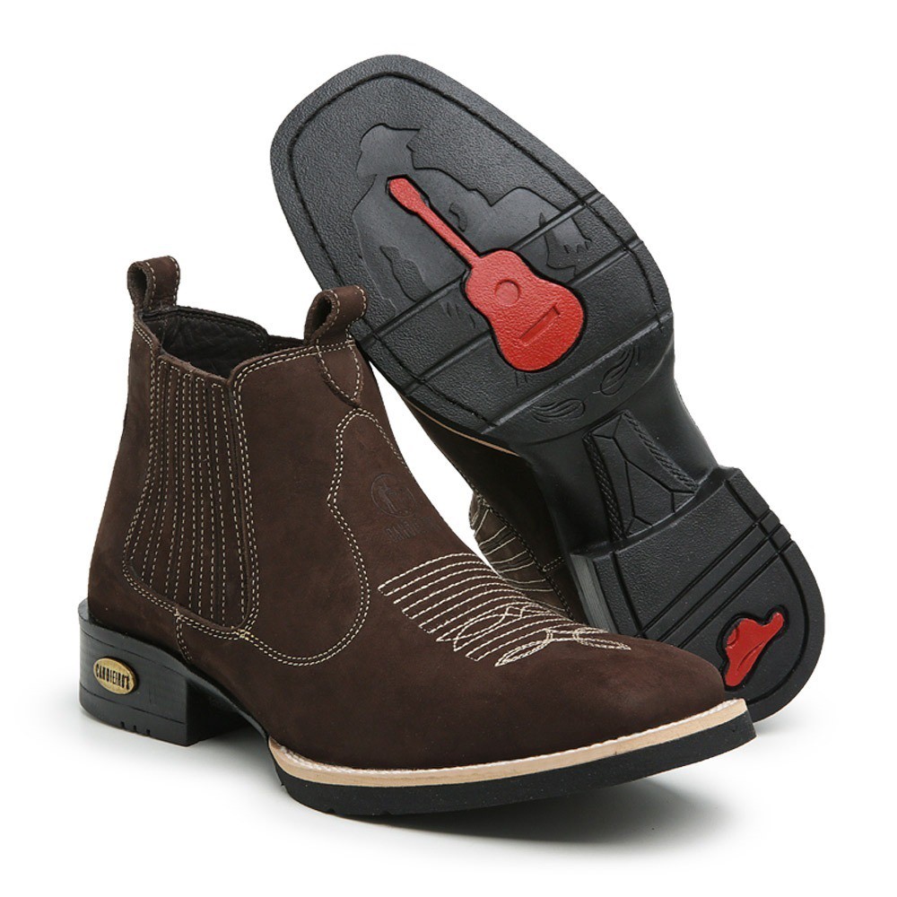 Bota texana masculina bico quadrado sales cano curto