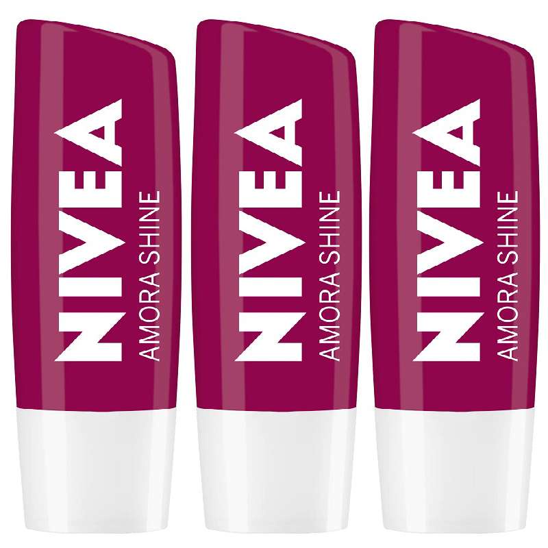 KIT 03 HIDRATANTE LABIAL LIP CARE NIVEA AMORA SHINE 4,8G Shopee Brasil