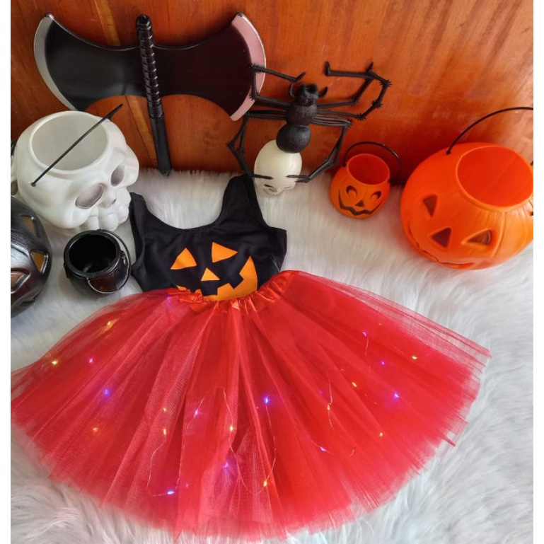 Fantasia Halloween Infantil Vermelho E Preto