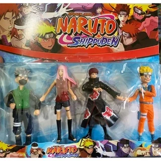 Kit 4 Bonecos Naruto Uzumaki Shippuden com led Action Figure Articulado
