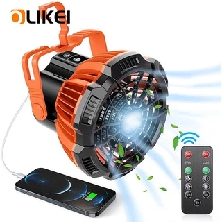 OLIKEI Ventilador De LED De 5200mAh Com Controle Remoto Recarregável USB Para Acampamento/Barraca /