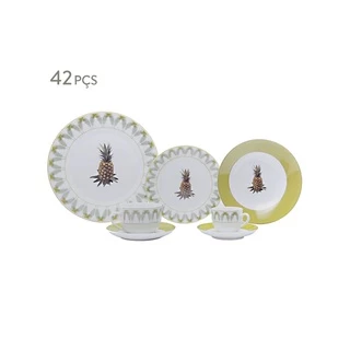 Aparelho de Jantar, Chá e Café 42pc Pineapple Porcelana Lyor