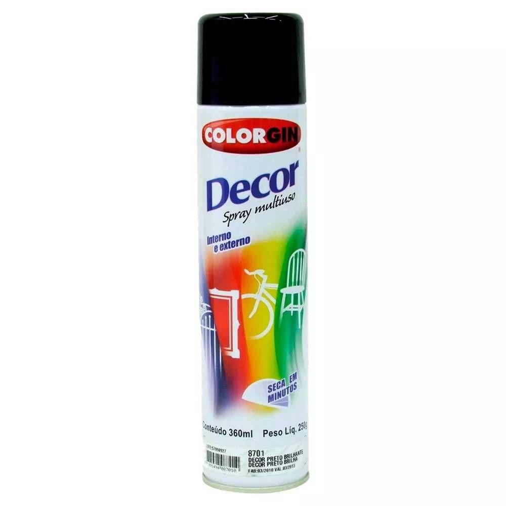 SPRAY TINTA COLORGIN DECOR PRETO BRILHO 360ML | Shopee Brasil