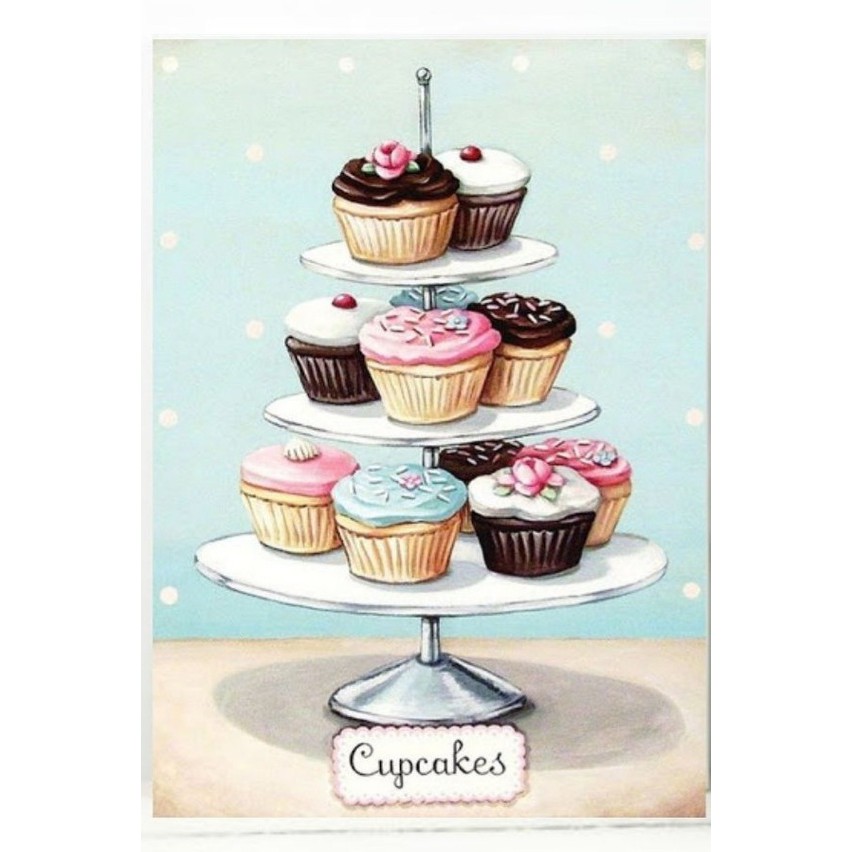 Placa Decorativa em MDF Bolo Cupcake Vintage - Gorila Clube