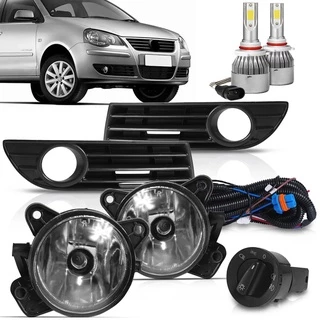 Kit Farol Milha Neblina Polo 2007 2008 2009 Botão Modelo Original Com Super Led