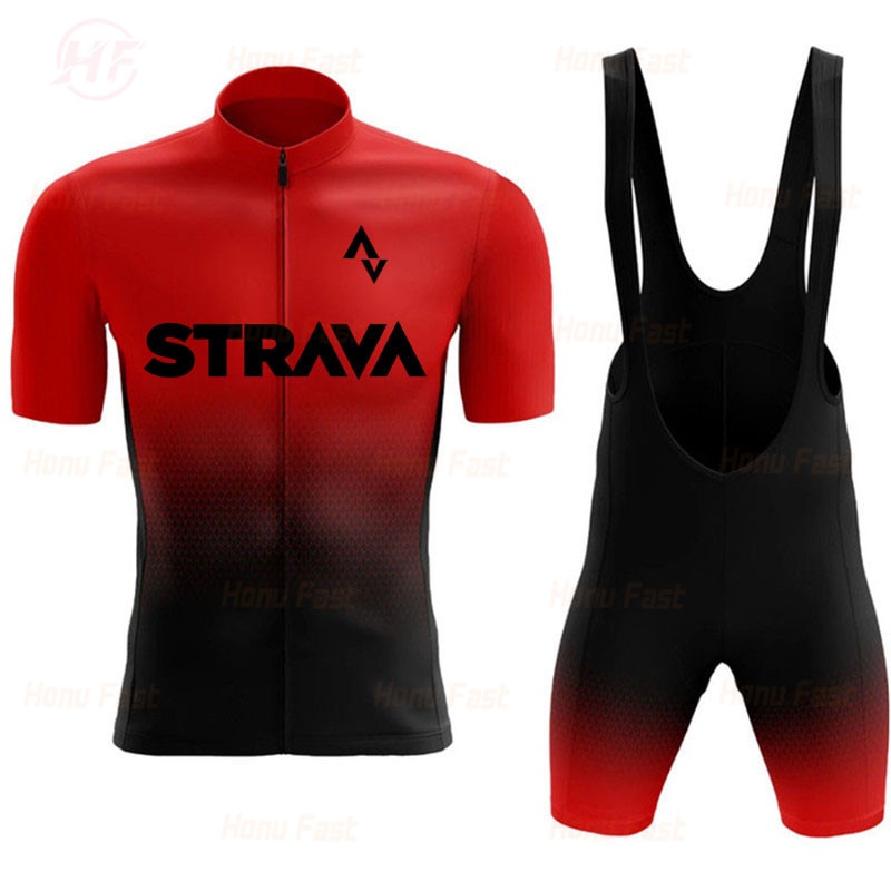 2022 Conjunto de malha para ciclismo STRAVA Roupas para ciclismo de verão Roupa para bicicleta MTB Uniforme Maillot Ropa Fato para ciclismo masculino para ciclismo