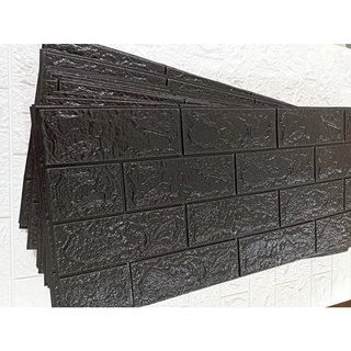 Painel Adesivo 3D Alto Relevo Em Espuma Tijolinho Preto