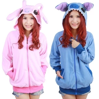 Moletom Feminino Com Capuz E Zíper E Desenho Stitch Para Outono / Inverno