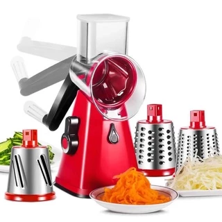Cortador Ralador Fatiador De Legumes Verduras Queijo Multifuncional 3 em 1 Mandoline laminas Profissional Com Manivela Vermelho