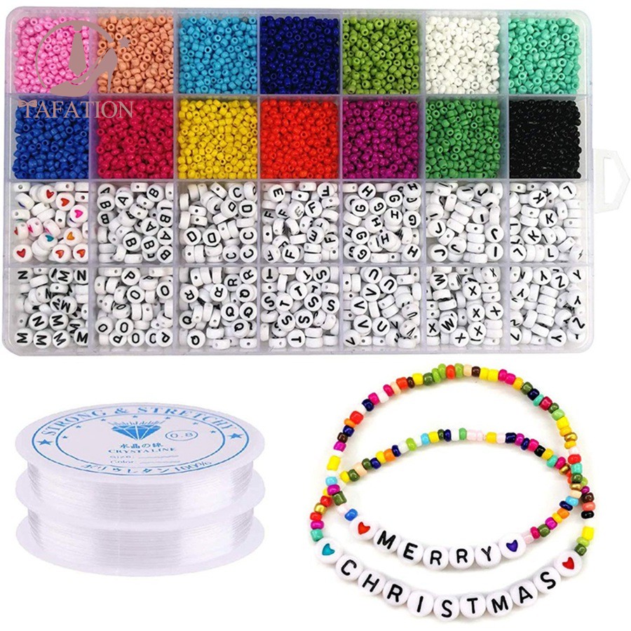 Kit De Contas 5000Pcs , De Vidro De 3mm Letras Do Alfabeto E Em Forma De Coração Para Fabricação De Pulseiras De Nome Artesanato