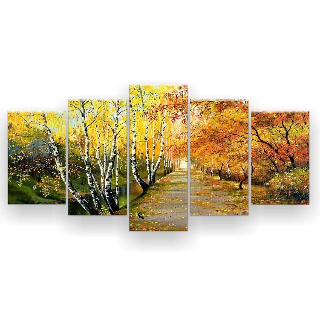 Quadro Decorativo Pintura Caminho De Outono 120x61 Sala