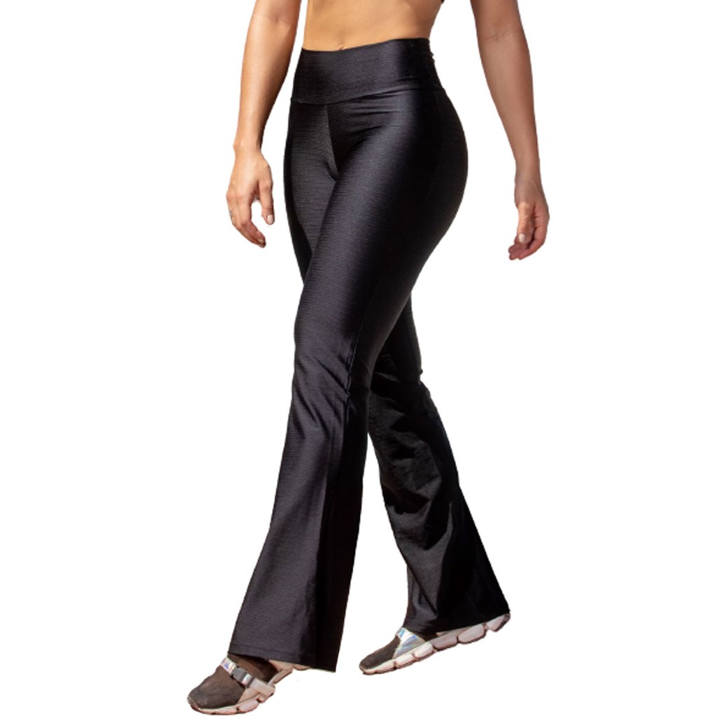 Calça de Yoga Feminina Perna Larga Flare Calça de Pilates, Calças