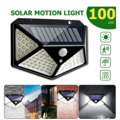 Luminária Solar 100 Led Com Sensor de Presença Jardim Prova D'água